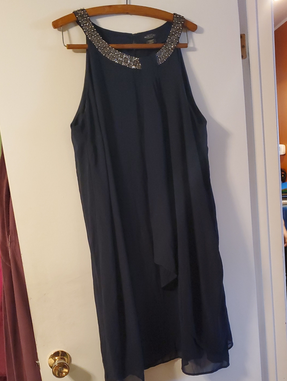 Michel Studio size 20 Embellished Neckline Navy Sleeveless Dress